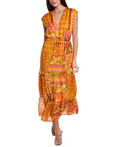 Shop Marie Oliver Indy Linen-blend Maxi Dress In Orange