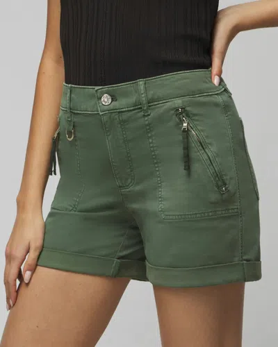 Shop White House Black Market Mid-rise Utility Chino Shorts In Green