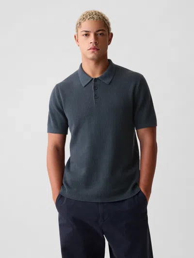 Shop Gap Textured Polo Shirt Shirt In Navy