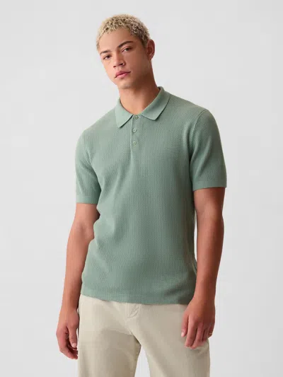 Shop Gap Textured Polo Shirt Shirt In Sage
