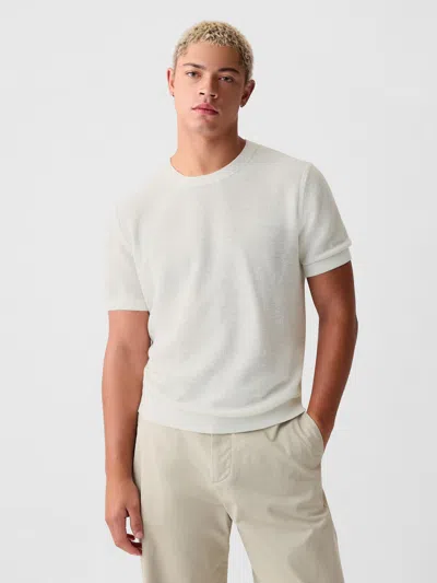Shop Gap Linen-blend Textured Sweater Shirt In Off White
