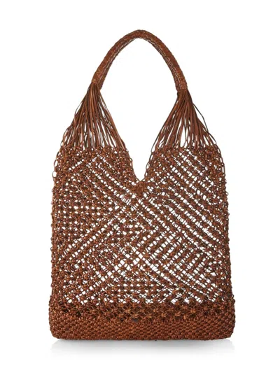 Shop Ulla Johnson Women's Tulia Large Knotted Leather Hobo Bag In Pecan Brown