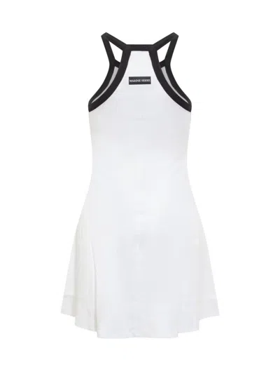 Shop Marine Serre Rib 2x2 Flared Dress In White