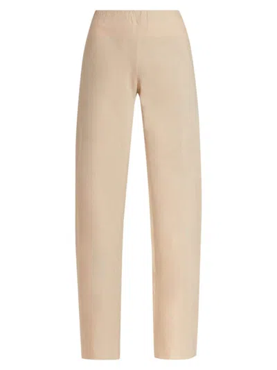 Shop Vince Women's Cotton-blend Straight-leg Pants In White Oak