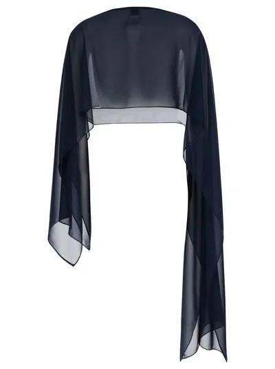 Shop Plain Blue Stole With Boat Neckline In Sheer Fabric Woman