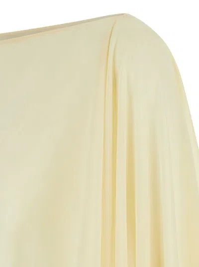 Shop Plain Yellow Stole With Boat Neckline In Sheer Fabric Woman In White