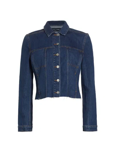 Shop Veronica Beard Women's Holden Cropped Denim Jacket In Bright Blue