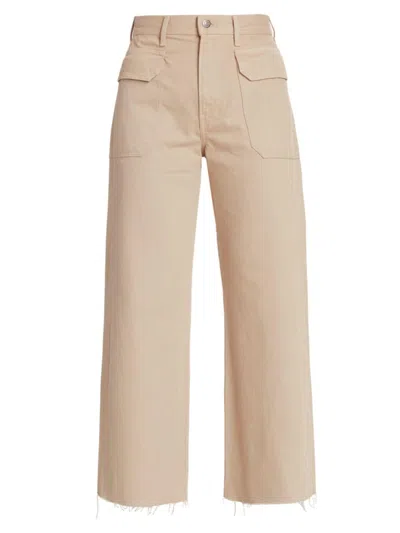 Shop Veronica Beard Women's Taylor High-rise Front-pocket Cropped Wide-leg Jeans In Stone Khaki