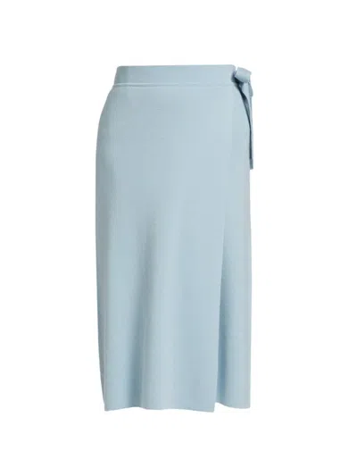 Shop Saks Fifth Avenue Women's Wrap Wool Midi-skirt In Clear Sky