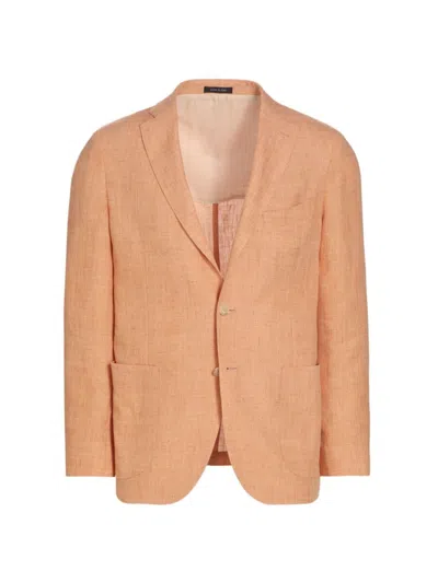 Shop Saks Fifth Avenue Men's Collection Linen Two-button Sport Coat In Tangerine