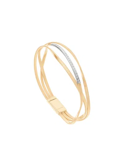 Shop Marco Bicego Women's Marrakech Two-tone 18k Gold & 0.19 Tcw Diamond 3-strand Bracelet In Yellow Gold