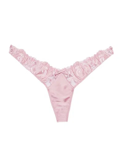Shop Fleur Du Mal Women's Rosette Lace Strappy Thong In Rose Pink