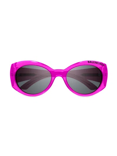 Shop Balenciaga Women's 57mm Oval Sunglasses In Fuchsia