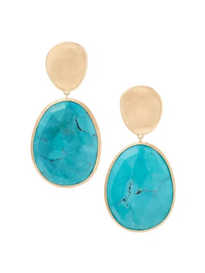 Shop Marco Bicego Women's Lunaria Color 18k Yellow Gold & Turquoise Drop Earrings