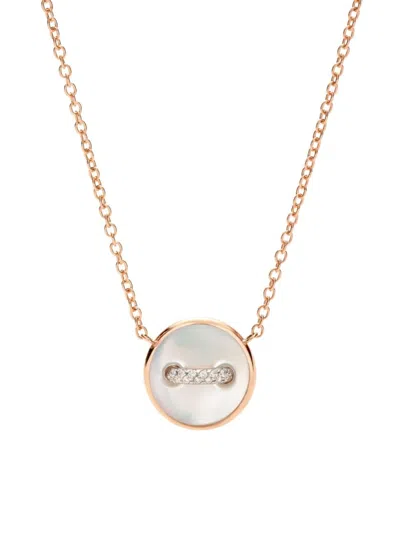 Shop Pomellato Women's Pom Pom Dot 18k Rose Gold, Mother-of-pearl & 0.05 Tcw Diamond Button Pendant Necklace