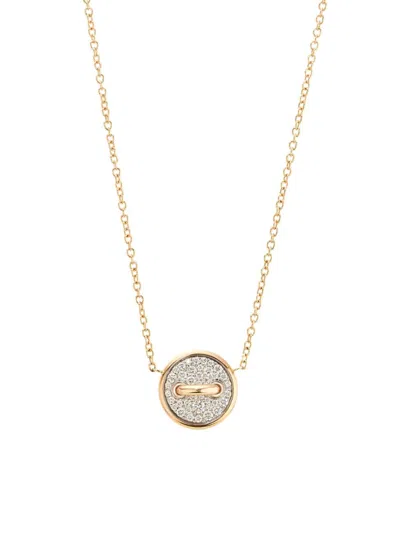 Shop Pomellato Women's Pom Pom Dot 18k Rose Gold & 0.40 Tcw Diamond Button Pendant Necklace
