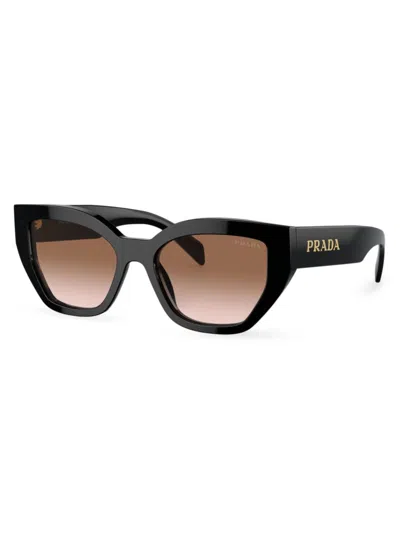 Shop Prada Women's A09s 53mm Butterfly Sunglasses In Black Brown Gradient