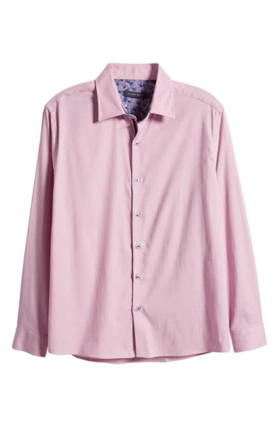 Shop Stone Rose Garment Washed Long Sleeve Button-up Shirt In Lavender