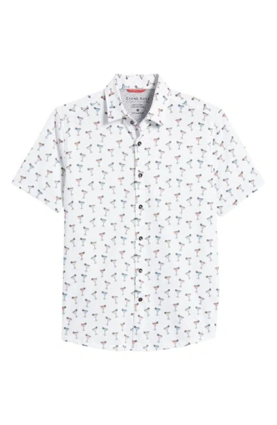 Shop Stone Rose Dry Touch® Performance Margarita Print Short Sleeve Button-up Shirt In White