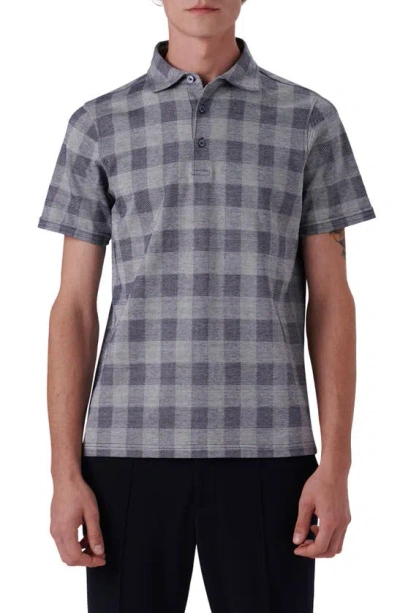 Shop Bugatchi Plaid Short Sleeve Cotton Polo In Navy