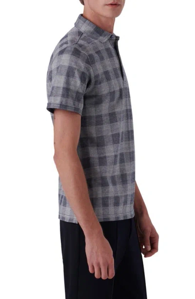 Shop Bugatchi Plaid Short Sleeve Cotton Polo In Navy