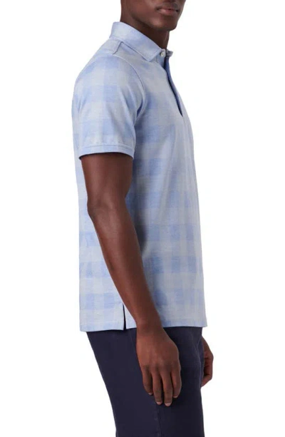 Shop Bugatchi Plaid Short Sleeve Cotton Polo In Sky