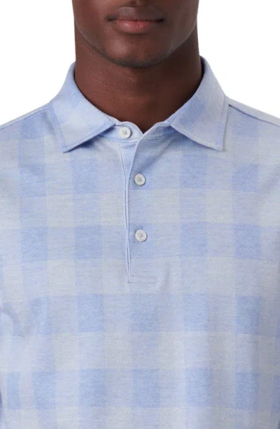 Shop Bugatchi Plaid Short Sleeve Cotton Polo In Sky