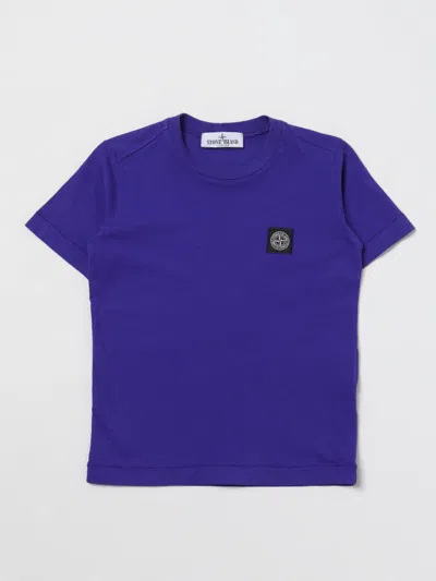 Shop Stone Island Junior T-shirt  Kids Color Royal Blue