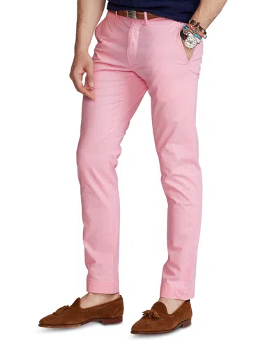 Shop Polo Ralph Lauren Men's Slim-fit Stretch Chino Pants In Carmel Pink