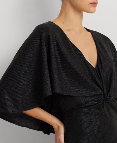 Shop Lauren Ralph Lauren Women's Twist-front Cape-overlay Gown In Winter Cream