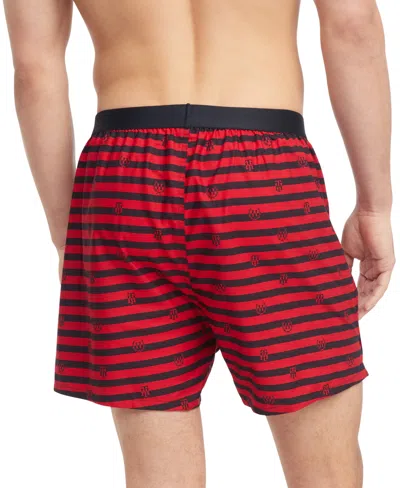 Shop Tommy Hilfiger Men's Striped Woven Boxers In Cherry