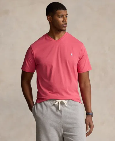 Shop Polo Ralph Lauren Men's Big & Tall Jersey V-neck T-shirt In Pale Red