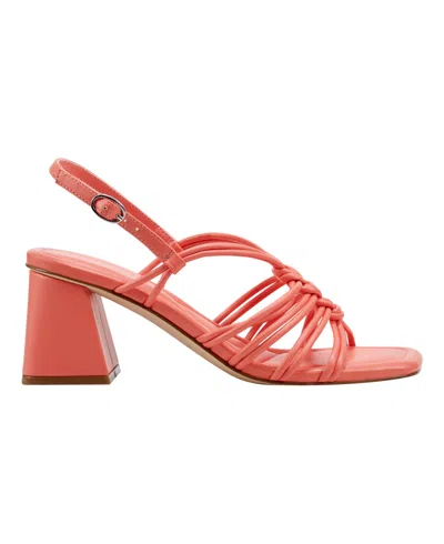 Shop Marc Fisher Women's Magnify Block Heel Strappy Dress Sandals In Orange