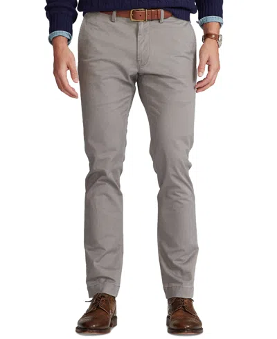 Shop Polo Ralph Lauren Men's Slim-fit Stretch Chino Pants In Perfect Grey