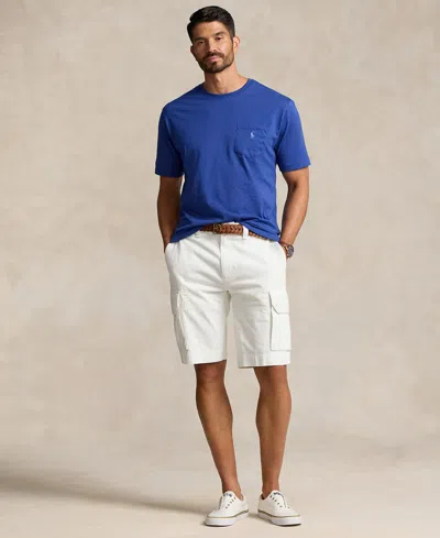 Polo Ralph Lauren Blue Crewneck T-shirt With Pony Embroidery On The Front In Ink