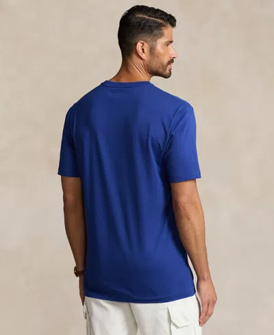 Polo Ralph Lauren Blue Crewneck T-shirt With Pony Embroidery On The Front In Ink