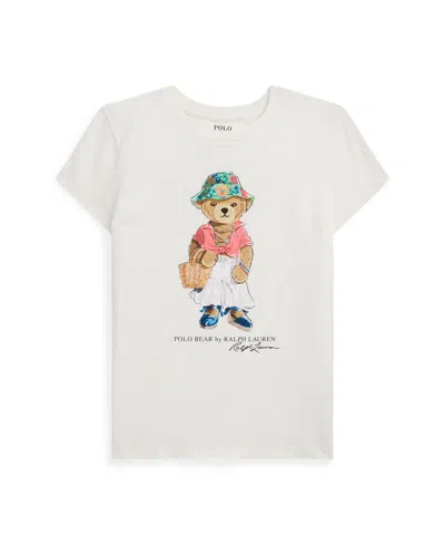 Shop Polo Ralph Lauren Big Girls Polo Bear Cotton Jersey T-shirt In Deckwash White