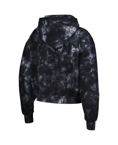 The Wild Collective Black Las Vegas Raiders Tie-dye Cropped Pullover Hoodie In Black
