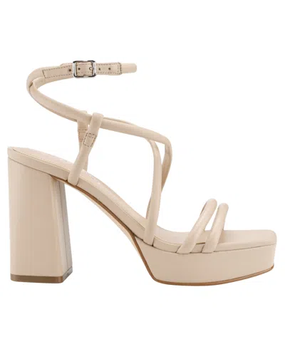 Shop Marc Fisher Women's Gimie Block Heel Strappy Dress Sandals In Light Natural