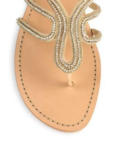 Shop Stuart Weitzman Thongshow Crystal-embellished Strappy Sandals In Gold-crystal