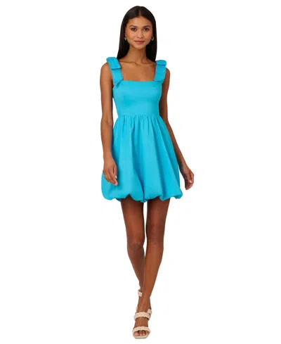 Shop Adrianna By Adrianna Papell Women's Tie-shoulder Bubble Dress In Azure Blue