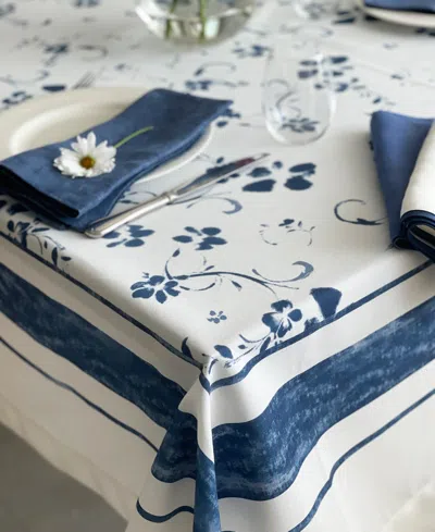 Mode Living Naples Tablecloth, 70 X 70 In Blue And White