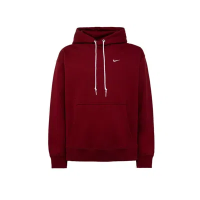 Shop Nike Solo Swoosh Logo Embroidered Hoodie In Red