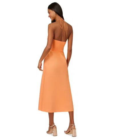 Shop Adrianna By Adrianna Papell Women's Ruched-bodice Halter Dress In Apricot