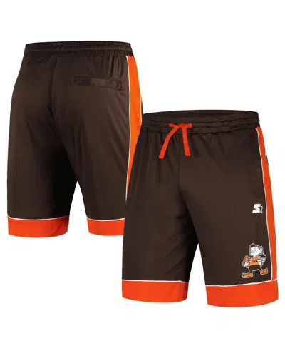 Shop Starter Men's  Brown, Orange Distressed Cleveland Browns Vintage-like Fan Favorite Shorts In Brown,orange