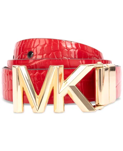 Shop Michael Kors Michael  Women's Reversible Leather Belt In Lacquer Red