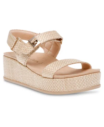 Shop Anne Klein Women's Verse Stay-put Strap Platform Sandals In Natural Raffia