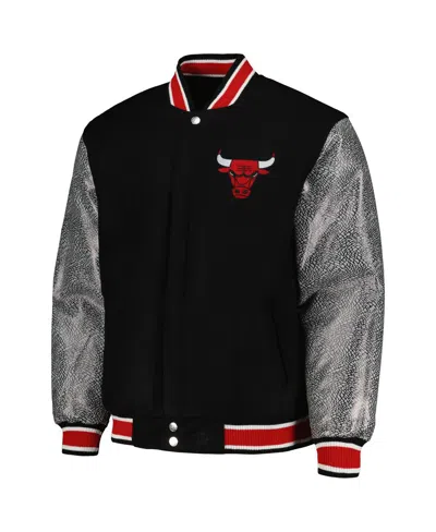 Shop Jh Design Men's  Black Chicago Bulls Reversible Melton Full-snap Jacket