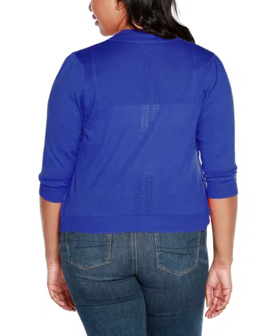 Shop Belldini Plus Size 3/4 Sleeve Open Cardigan Sweater In Cobalt