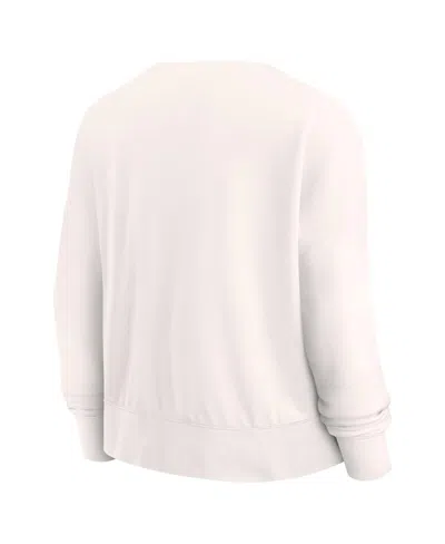 FANATICS WOMEN'S FANATICS CREAM DISTRESSED LOS ANGELES LAKERS CLOSE THE GAME PULLOVER SWEATSHIRT 